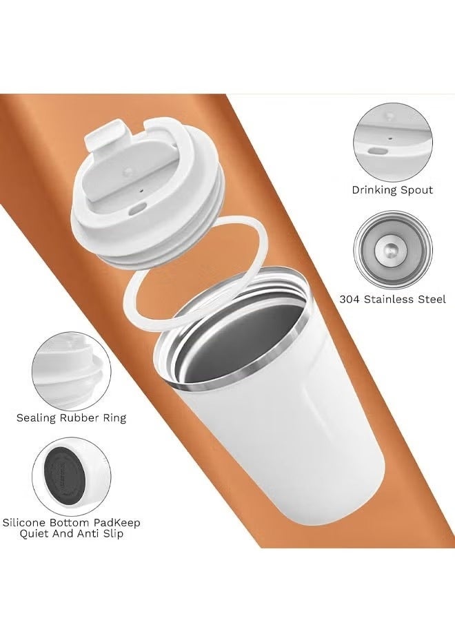 Coffee Vacuum Insulated Travel Mug Leakproof Double Wall Stainless Steel Reusable Coffee Cup with Lid for Hot and Cold Drinks (510ml-White) - Image 5